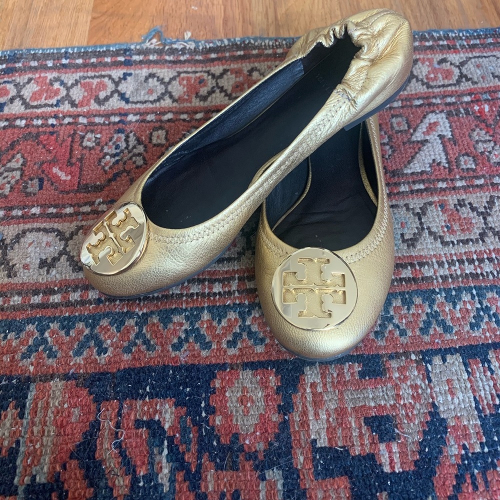 Tory Burch Reva Flat Gold
